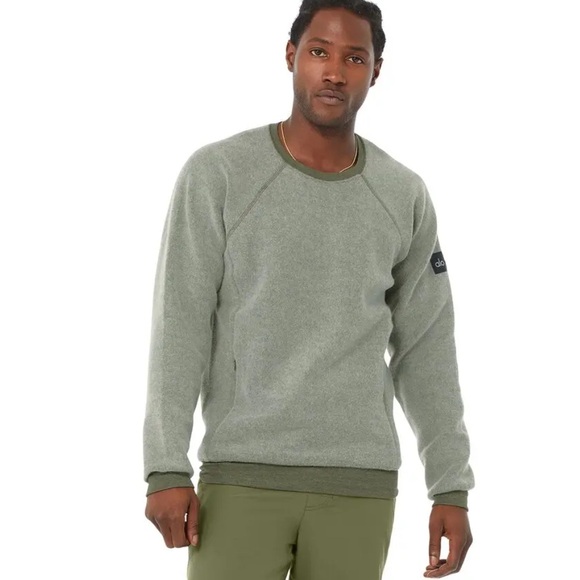 ALO Yoga Men's Olive Crewneck Sweater - Picture 1 of 4
